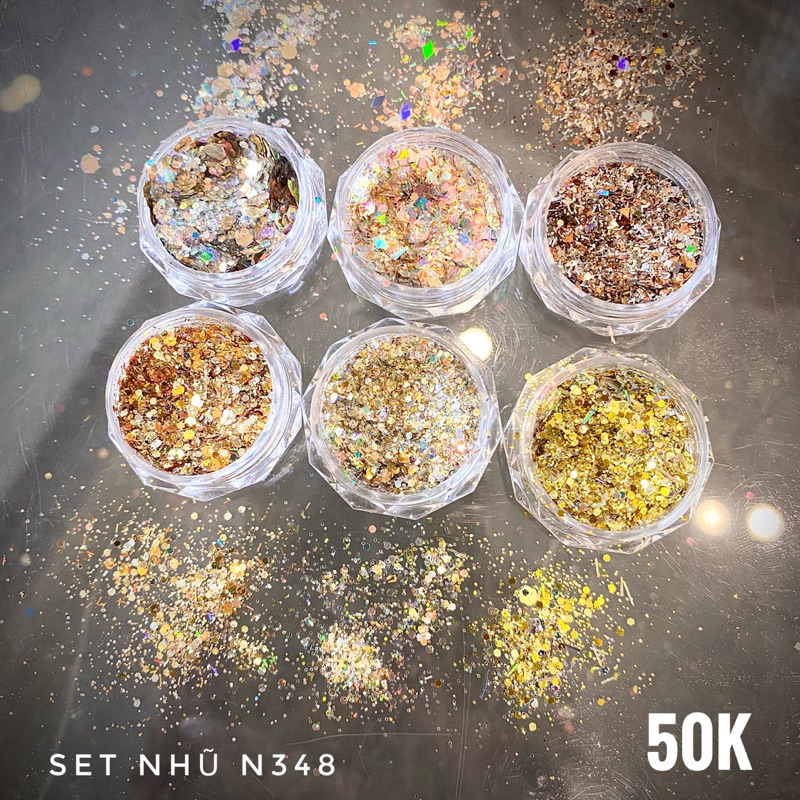 Set nhũ nail- set nhũ 4 màu- set nhũ 6 màu- đồ nails nhật quyên