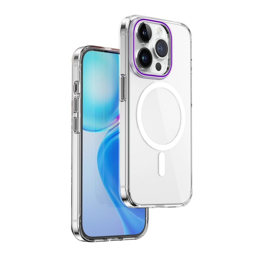 Ốp lưng Wiwu Clear trong suốt hỗ trợ sạc không dây bảo vệ camera chống sốc cực tốt cho điện thoại ip 15 pro 15 promax
