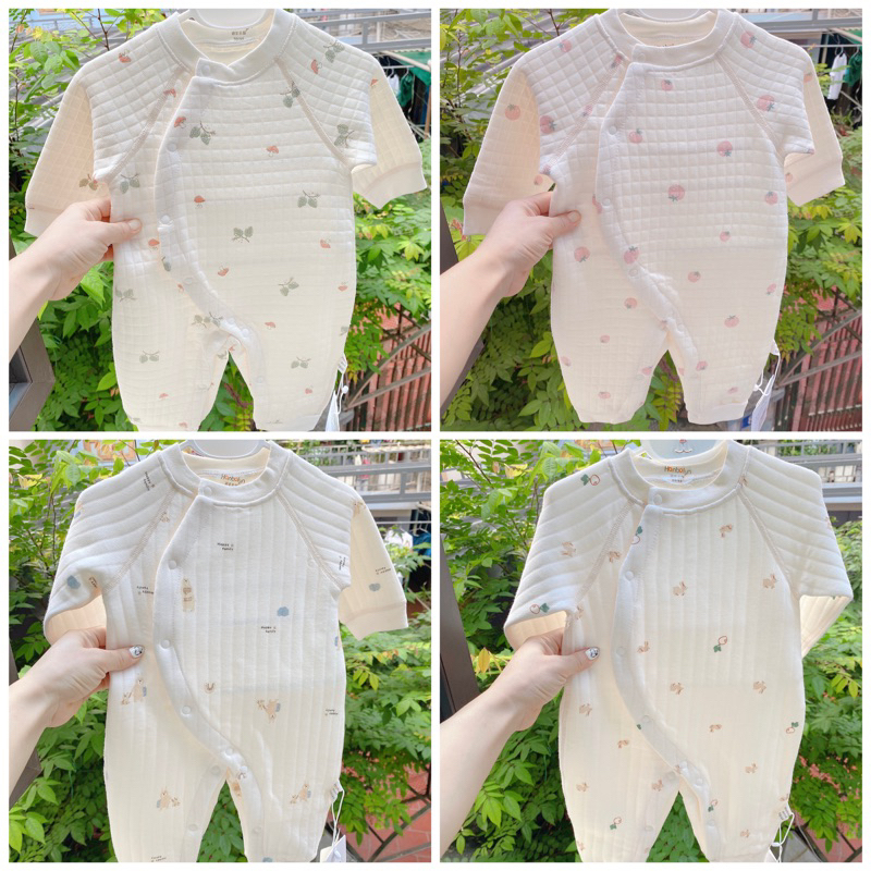Bộ quần áo liền thân, Body nỉ, trần bông cho bé sơ sinh mùa Đông