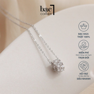 Dây Chuyền Bạc, Vòng Cổ Đính Đá Vòng Tròn 2 Hàng Sợi Mảnh Sang Chảnh Độ Dài 40-45cm Chất Liệu Bạc 925 100% - Bạc Corner