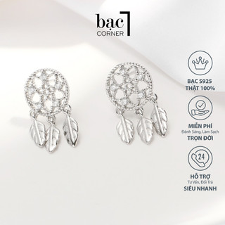 Khuyên Tai Đính Đá Dream Catcher Kích Thước 25x14mm Chất Liệu Bạc 925 Không Gỉ