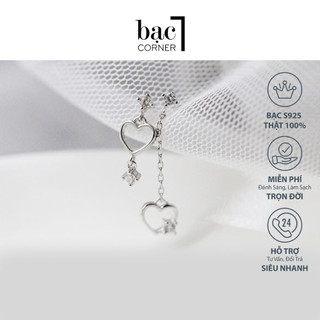 Khuyên Tai Bạc Nữ Trái Tim 6mm Đính Đá Lấp Lánh, Bông Tai Bạc Nữ Xịn Không Gỉ