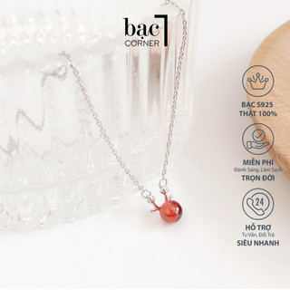Dây Chuyền Bạc, Dây Chuyền Đính Đá Đỏ 6mm Mặt Tuần Lộc Siêu Cute Tùy Chỉnh Độ Dài 45cm Chất Liệu Bạc 925 Sáng Bóng