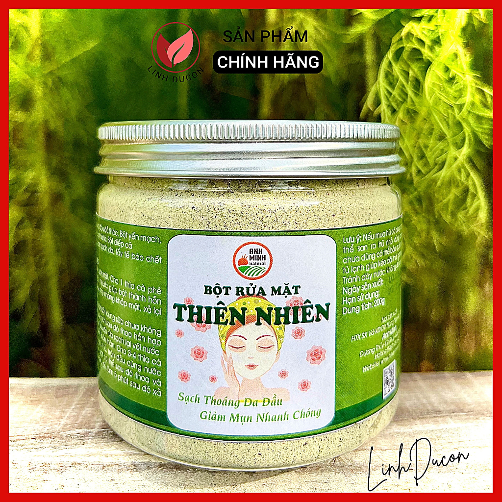 Bột Rửa Mặt Ngừa Mụn, tẩy tế bào chết, dưỡng ẩm, sáng da | Bột Đậu Đỏ, yến mạch, trà xanh,diếp cá, tía tô | Linhducon 10