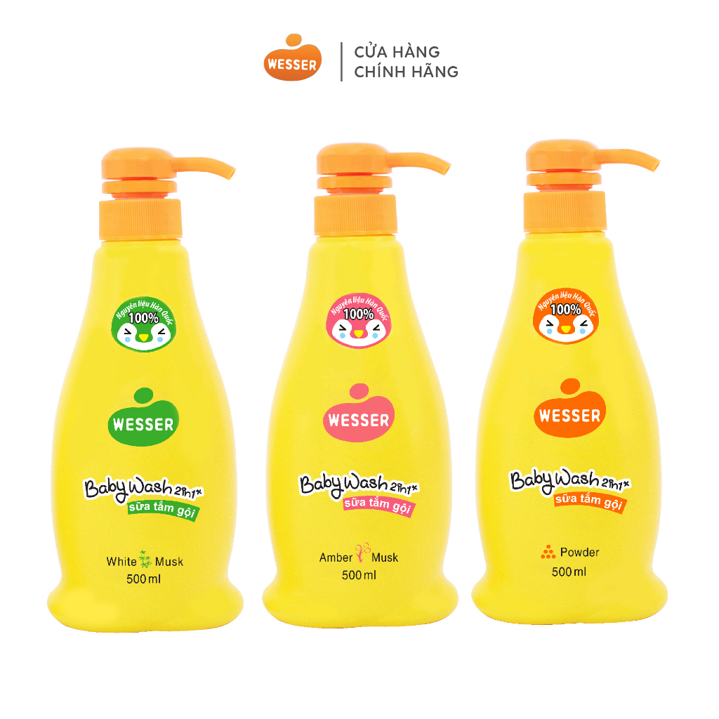 Sữa Tắm Gội Wesser 2 in 1 cho bé 200ml - 500ml đủ mùi