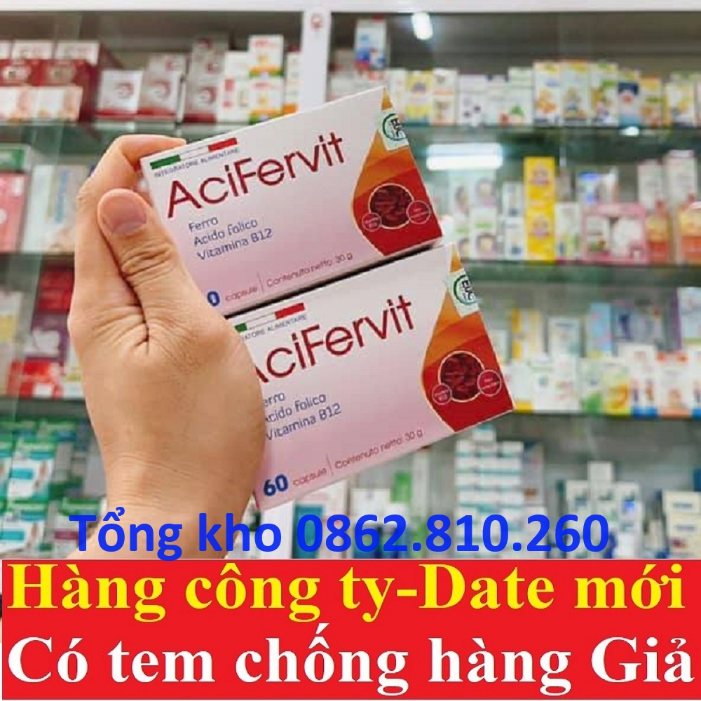 Viên sắt  Acifervit  60 viên - Bổ sung sắt và acid folic cho bà bầu và mẹ sau sinh, phòng thiếu máu và dị tật