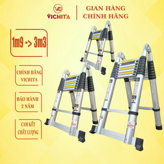 Thang Nhôm Rút Chữ A Từ 3.8m - 6.6m VICHITA - Thang Xếp Gọn Công Nghệ Nhật Bản - Bảo Hành 2 Năm