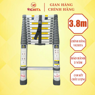 Thang nhôm rút đơn xếp gọn VICHITA 3.8M - Tặng 2 chốt thang, nhập khẩu giá rẻ