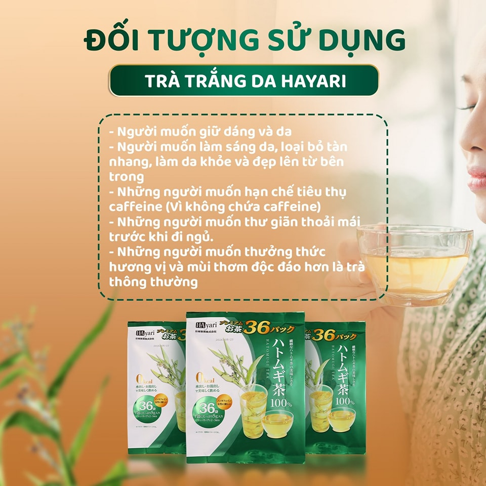 Trà Trắng Da Giảm Cân Hayari Hatomugi Tea Nhật Bản - 36 Gói