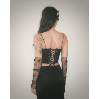 Áo Kiểu Dáng Corset Lụa Đen Femme Fatale - DEVONS STUDIO