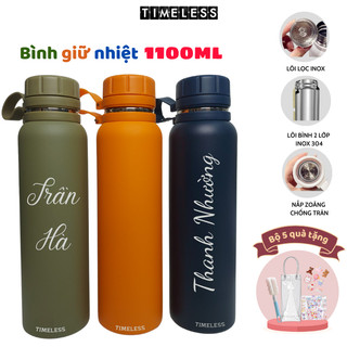 Bình nước giữ nhiệt khắc tên Timeless 850ml/1100ml giữ nóng lạnh trên 18 tiếng,quà tặng kiểu dáng thể thao B142