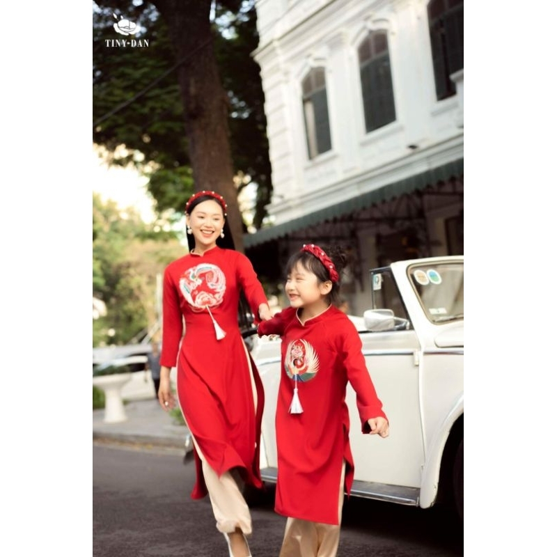 Sét áo dài gia đình cao cấp đẹp lụa mềm mại hành thiết kế cao cấp  họa tiết thêu sắc nét