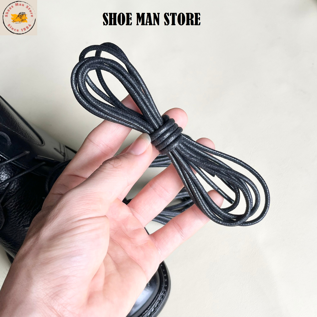 Dây Giày Boots Vuốt Sáp Bản Tròn Dài 120cm Màu Đen