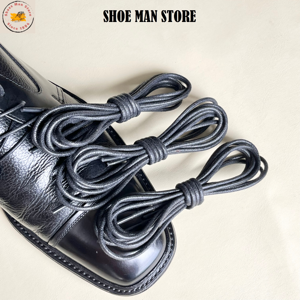 Dây Giày Boots Vuốt Sáp Bản Tròn Dài 120cm Màu Đen
