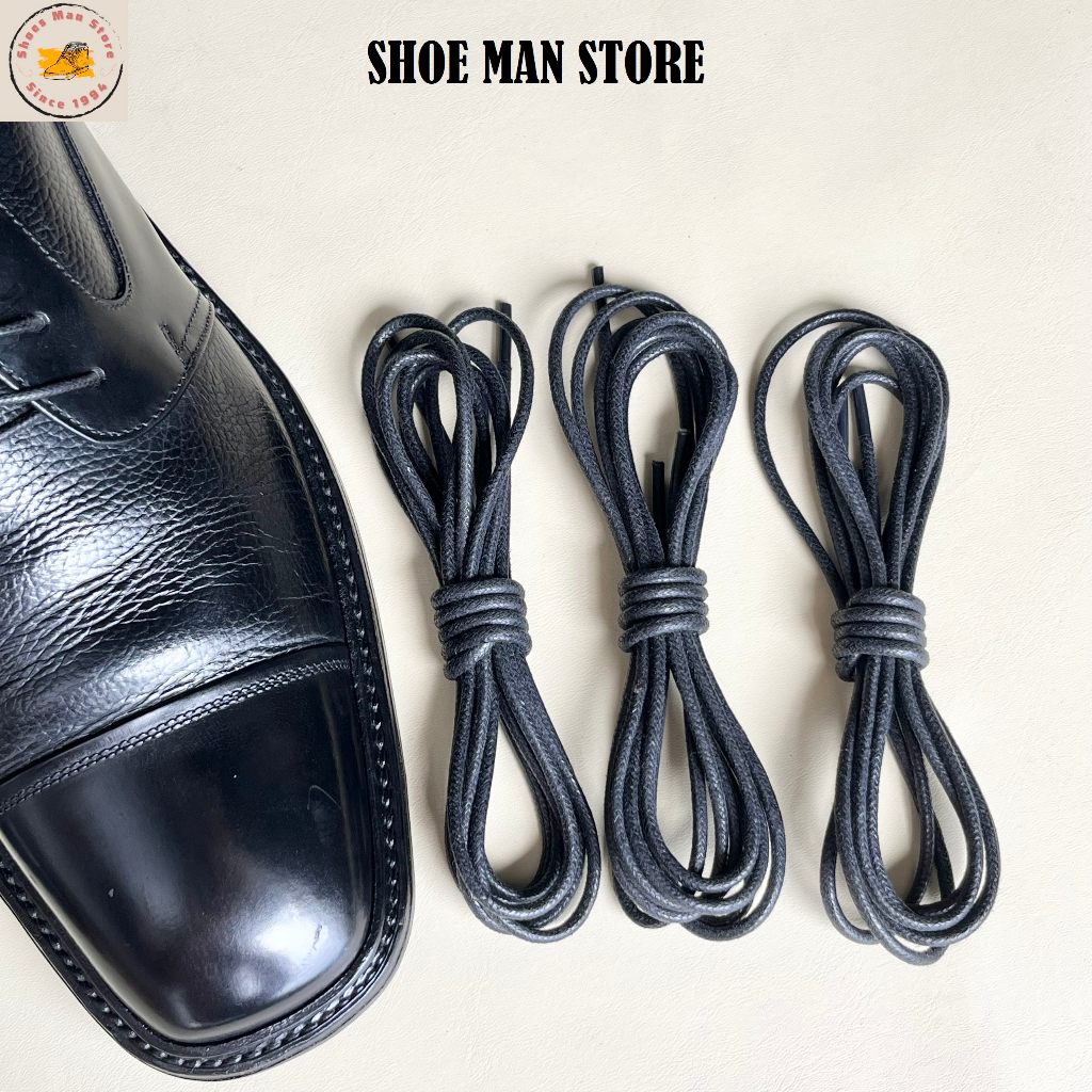 Dây Giày Boots Vuốt Sáp Bản Tròn Dài 120cm Màu Đen