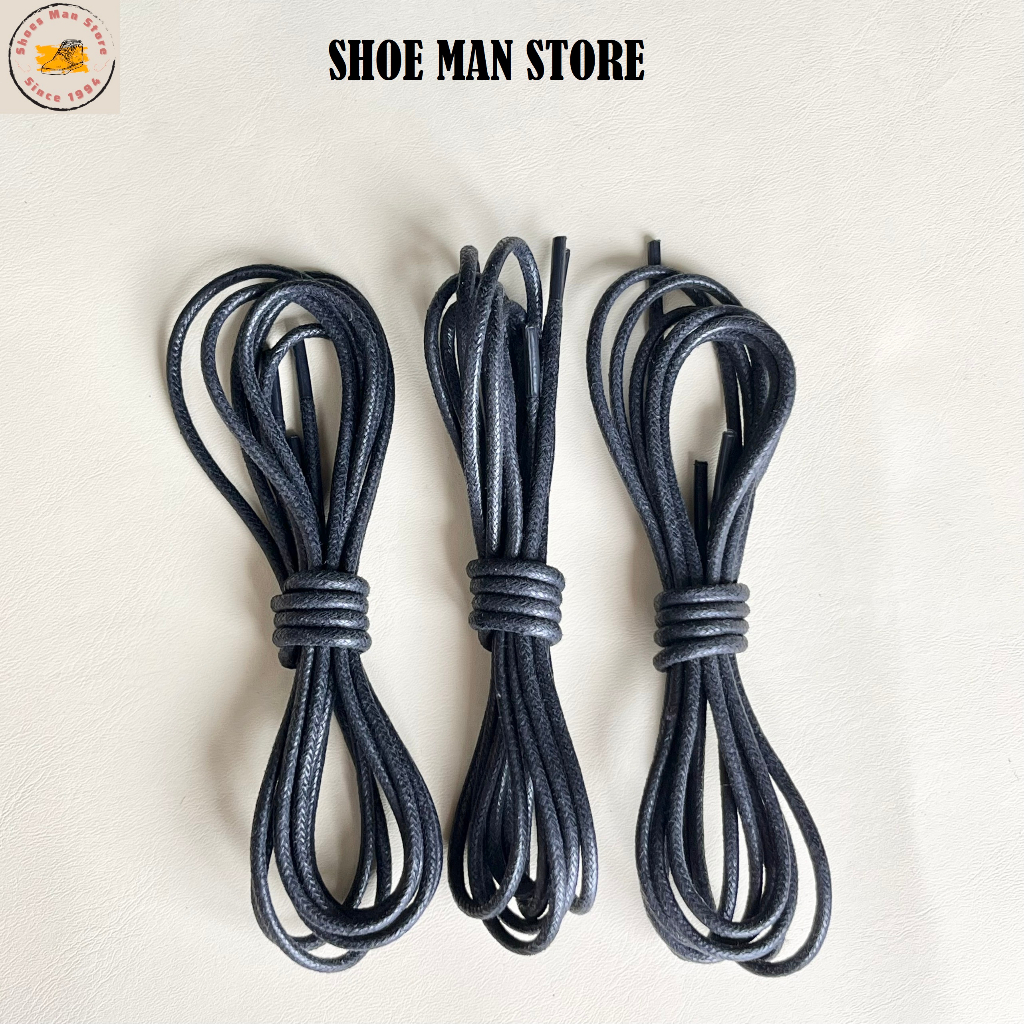 Dây Giày Boots Vuốt Sáp Bản Tròn Dài 120cm Màu Đen