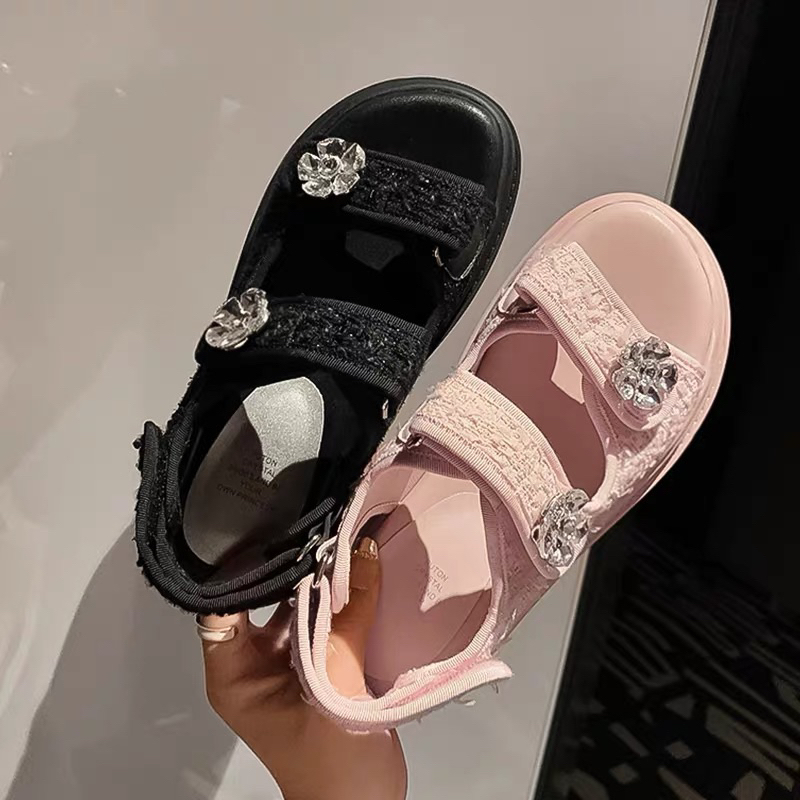 ORDER 🍂Sandal quai ngang vải dạ hoa đá