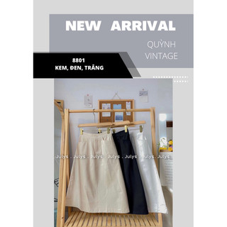 8801 - Chân váy kaki xòe A lưng sau thun Quỳnh Vintage