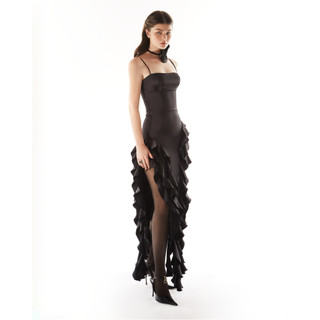 DEVONS STUDIO Đầm Lụa Hai Dây Đen - Black Orchid Dress