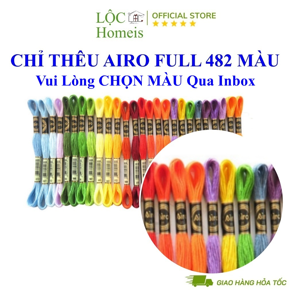 Chỉ Thêu Airo Chính Hãng Full 482 Màu - LỘC Homeis