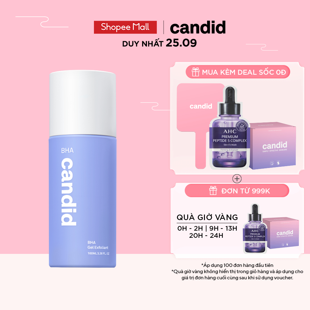 Hoạt Chất BHA Tẩy Tế Bào Chết & Thông Thoáng Lỗ Chân Lông - CANDID BHA Gel Exfoliant 100ml