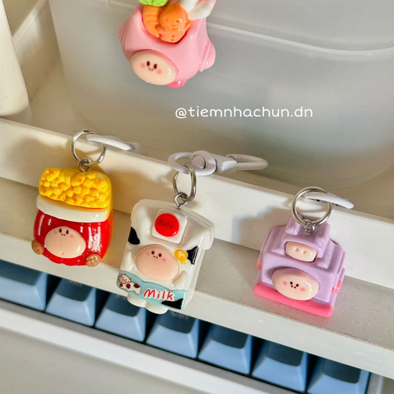 SET 2 MÓC KHOÁ PHÔ MAI MINI CUTE  - Tiệm nhà chun