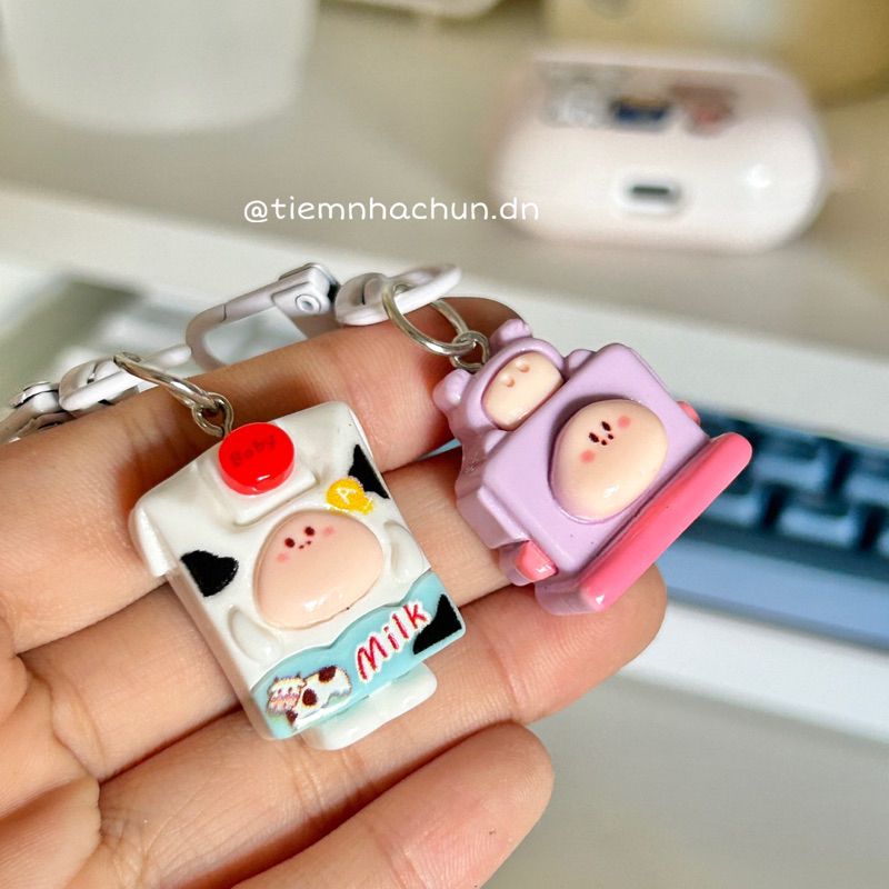 SET 2 MÓC KHOÁ PHÔ MAI MINI CUTE  - Tiệm nhà chun