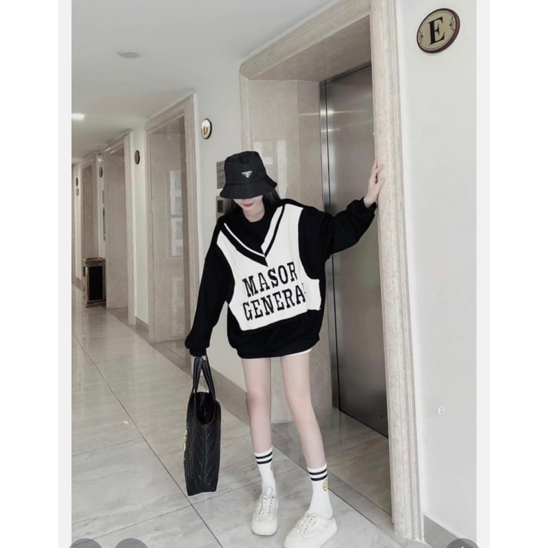 Áo pull nỉ pha gile len chữ hàng QCL1