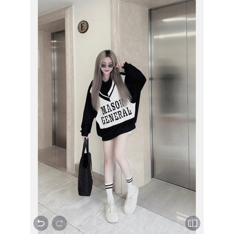 Áo pull nỉ pha gile len chữ hàng QCL1