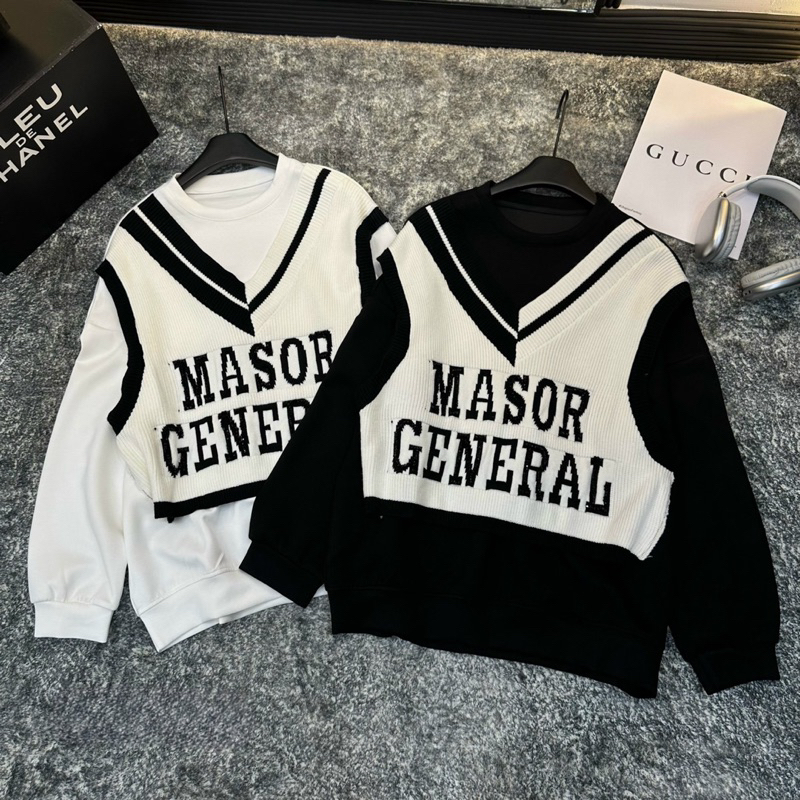 Áo pull nỉ pha gile len chữ hàng QCL1