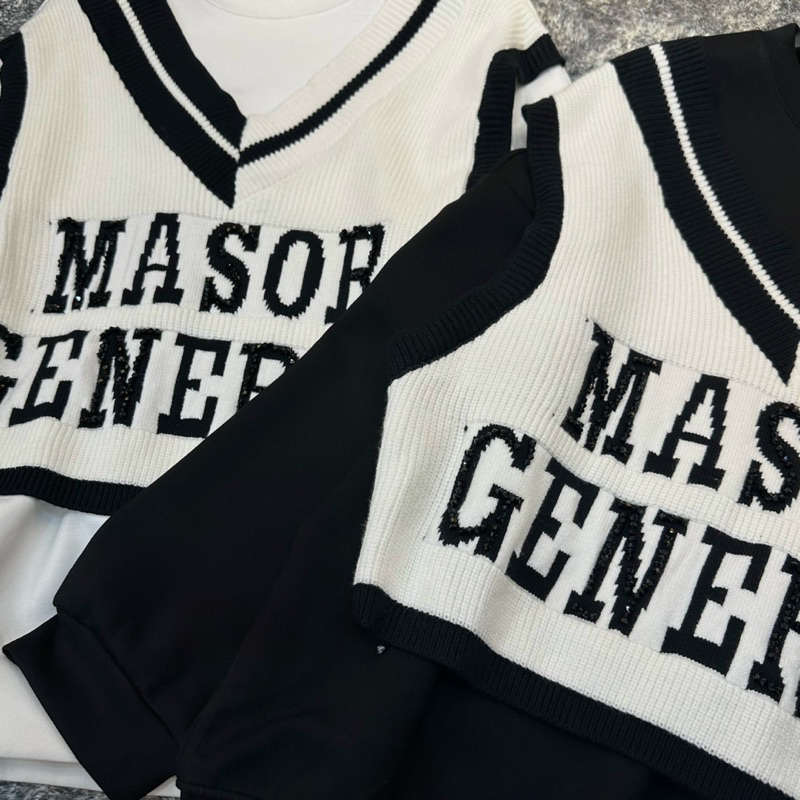 Áo pull nỉ pha gile len chữ hàng QCL1