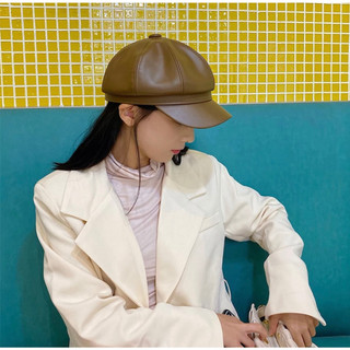 Mũ nón nồi lưỡi trai beret Da PU trơn cao cấp