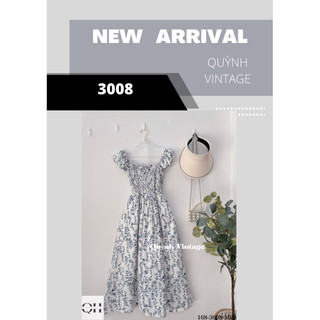 3008-Đầm 2 dây dáng dài maxi hoa nhí dễ thương Quỳnh vintage
