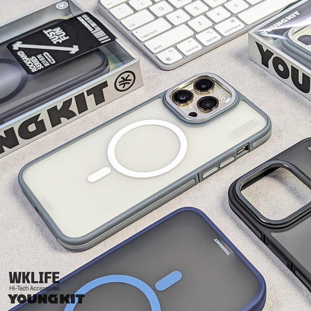 Ốp lưng Youngkit Rock Sand Skin Feel 14/15 Promax nhám mờ viền dẻo chống sốc gờ Camera kim loại