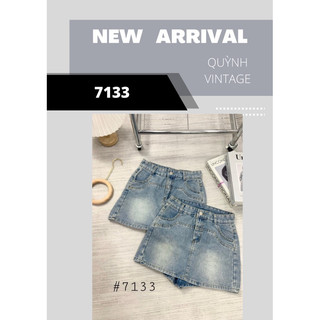 7133 Quần jean giả váy dáng ngắn cạp cao Quỳnh vintage