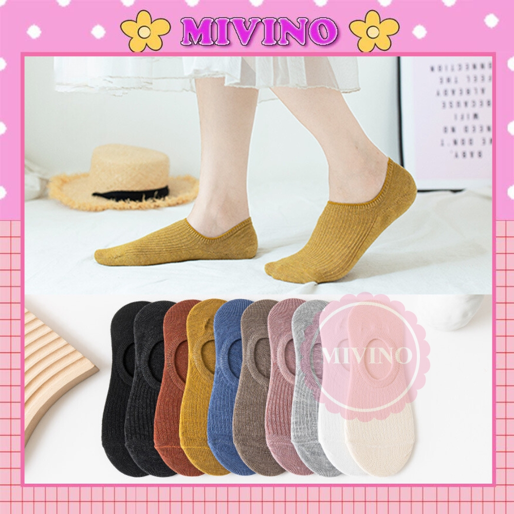 Tất lười nữ Mivino tất cổ ngắn gân nhiều màu cực đẹp TN124