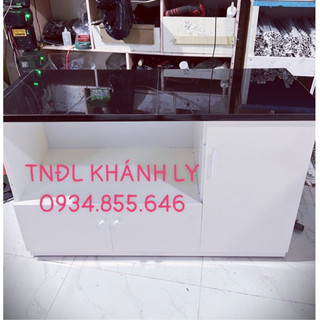 Tủ bếp đa năng 123x80 mặt ốp gạch men và dán che viền gạch thẫm mỹ