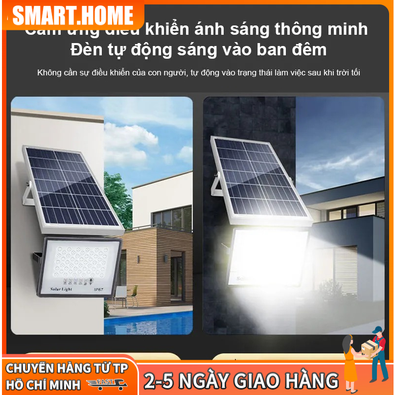 Đèn Led Pha Năng Lượng Mặt Trời 100W 200W 300W trang trí chiếu sáng sân vườn chống nước