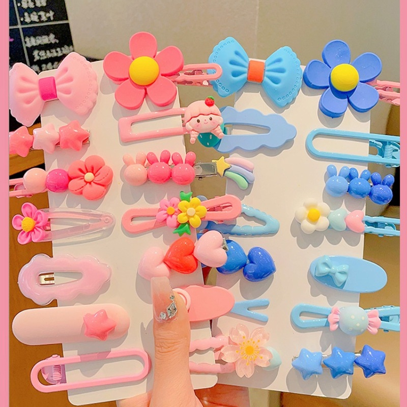 MVP3381 Set 14 Kẹp Tóc Hình Hoa Màu Sắc Macaron Xinh Xắn Cho Bé Gái