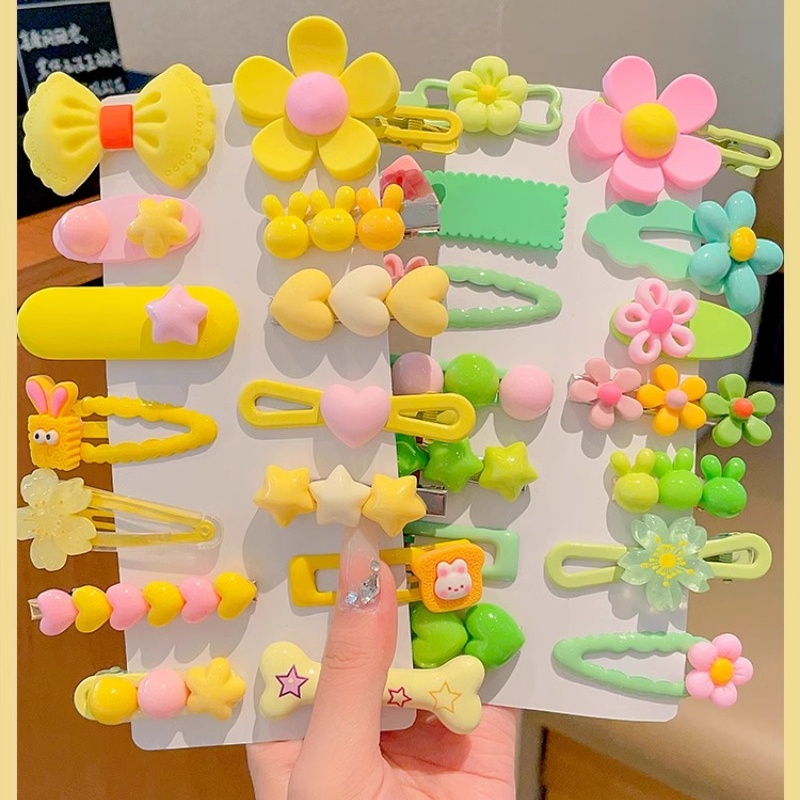 MVP3381 Set 14 Kẹp Tóc Hình Hoa Màu Sắc Macaron Xinh Xắn Cho Bé Gái