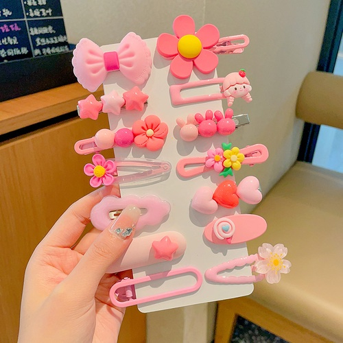 MVP3381 Set 14 Kẹp Tóc Hình Hoa Màu Sắc Macaron Xinh Xắn Cho Bé Gái