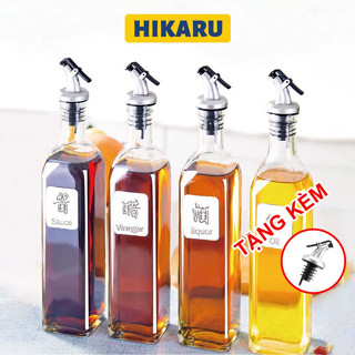  Chai Đựng Dầu Ăn 500ml  Tặng Vòi Rót  Nước Mắm Xì Dầu Nước Tương Gia Vị Tiện Dụng Thủy Tinh Vuông Chịu Nhiệt Cao Cấp 