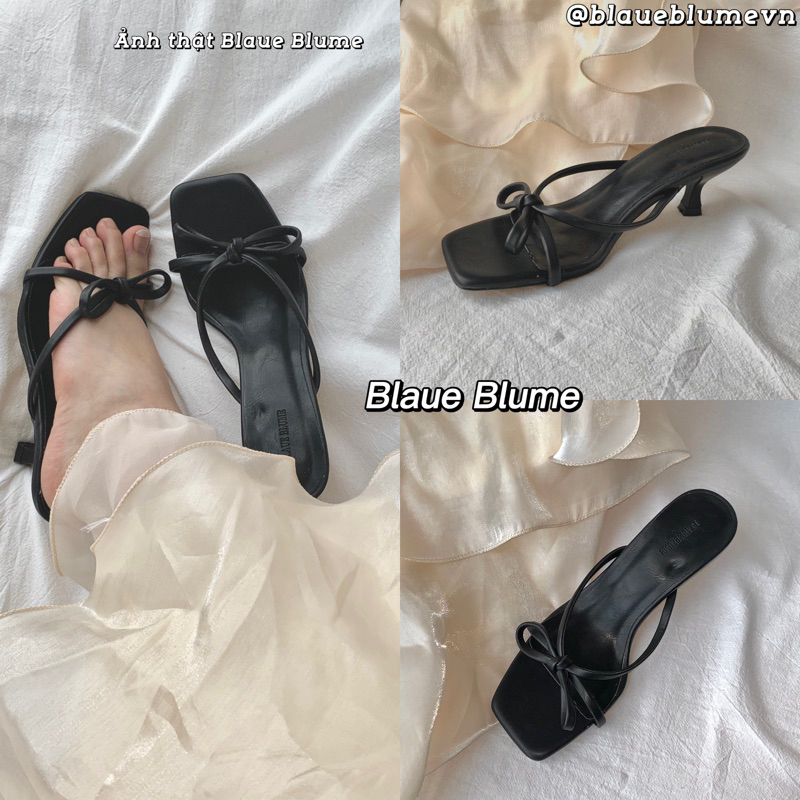 𝐁𝐥𝐚𝐮𝐞𝐁𝐥𝐮𝐦𝐞🦋 Dép lê nơ Blaue Blume gót 4cm