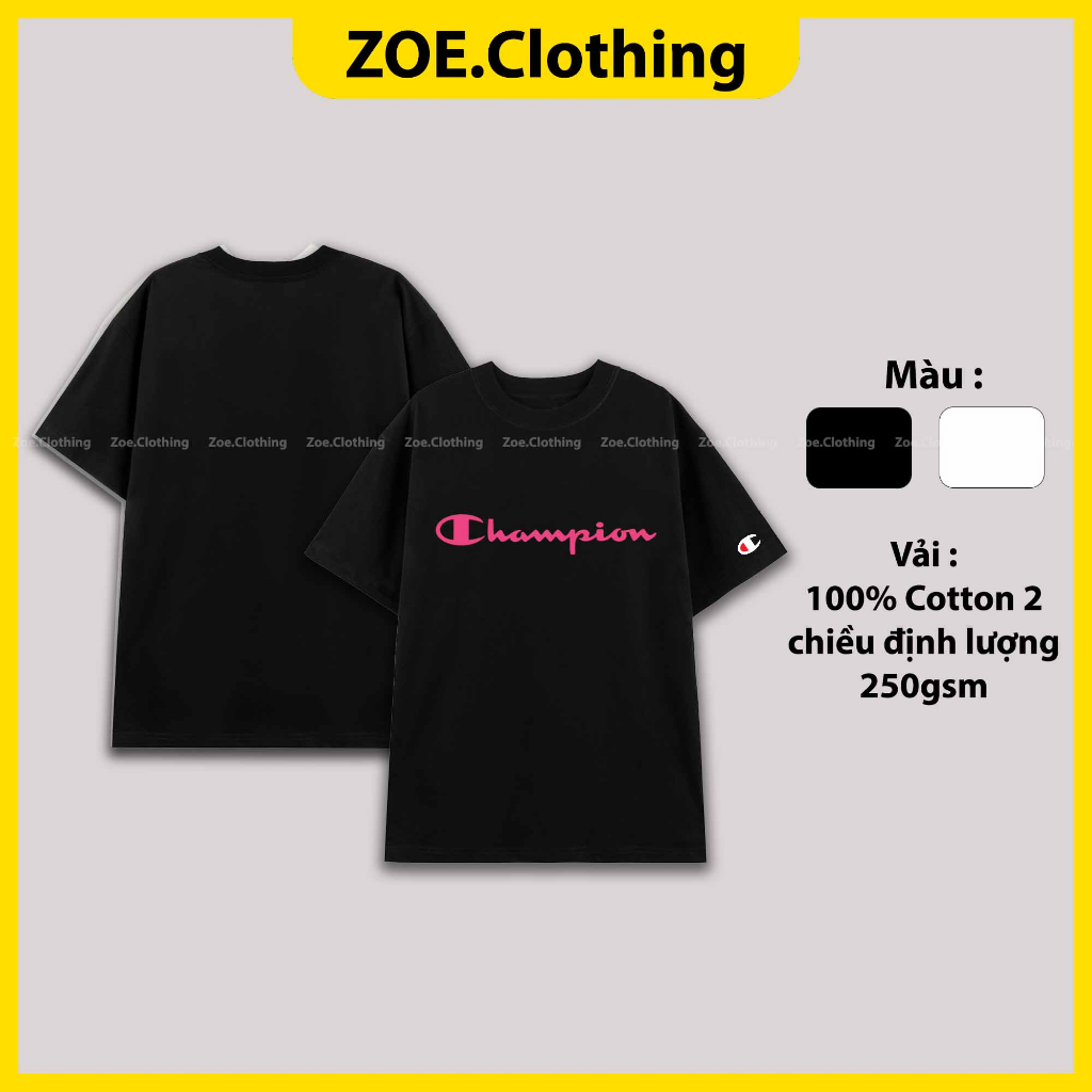 Áo thun CHAMPION, áo phông tay lỡ nam nữ unisex, ZOEclothing