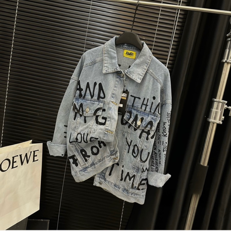Áo khoác jeans bò chữ hàng QCL1