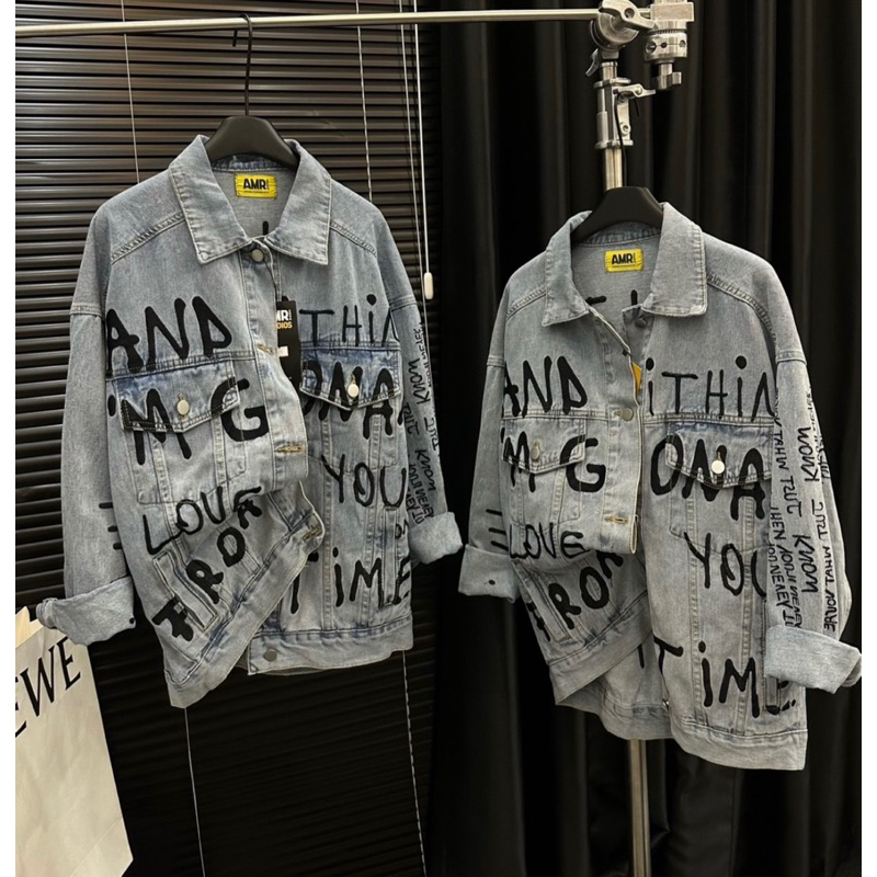 Áo khoác jeans bò chữ hàng QCL1