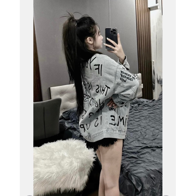 Áo khoác jeans bò chữ hàng QCL1