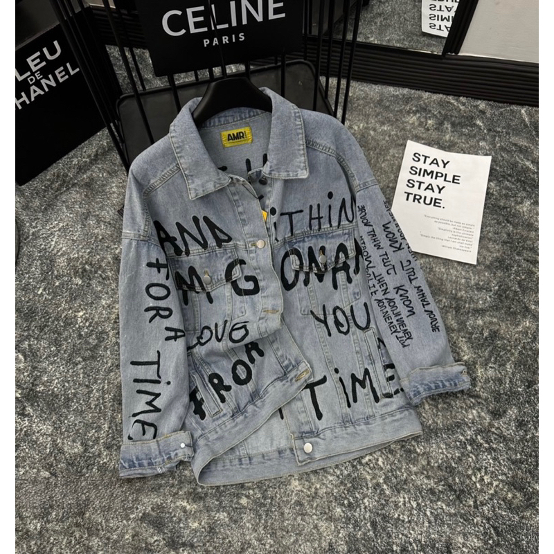 Áo khoác jeans bò chữ hàng QCL1