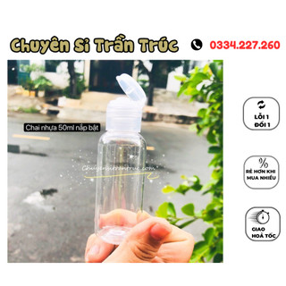 Chai nhựa pet nắp bật trong suốt 50ml