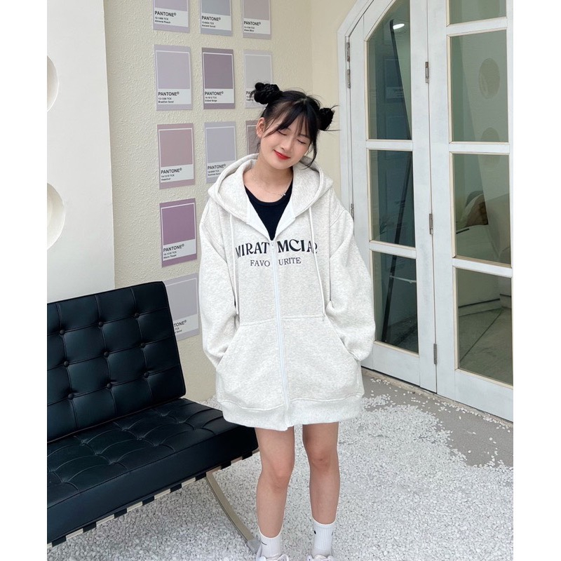 Áo Hoodie Xám Tiêu MIRATMCIAR phong cách Hàn Quốc trẻ trung, chất liệu nỉ bông cực dày dặn